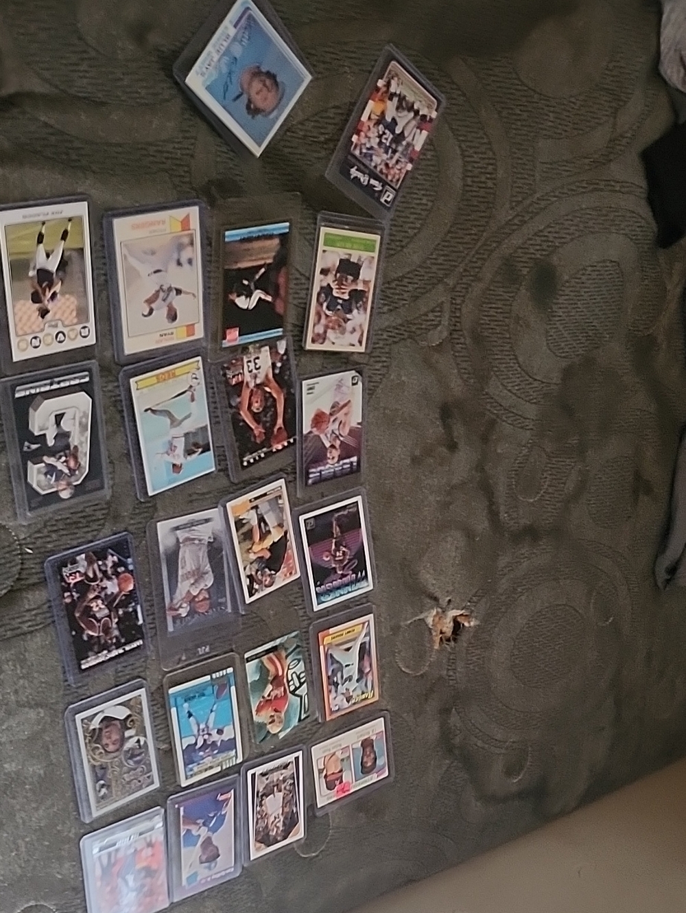 Sports Trading Card Lot - Green Playing Mat Display